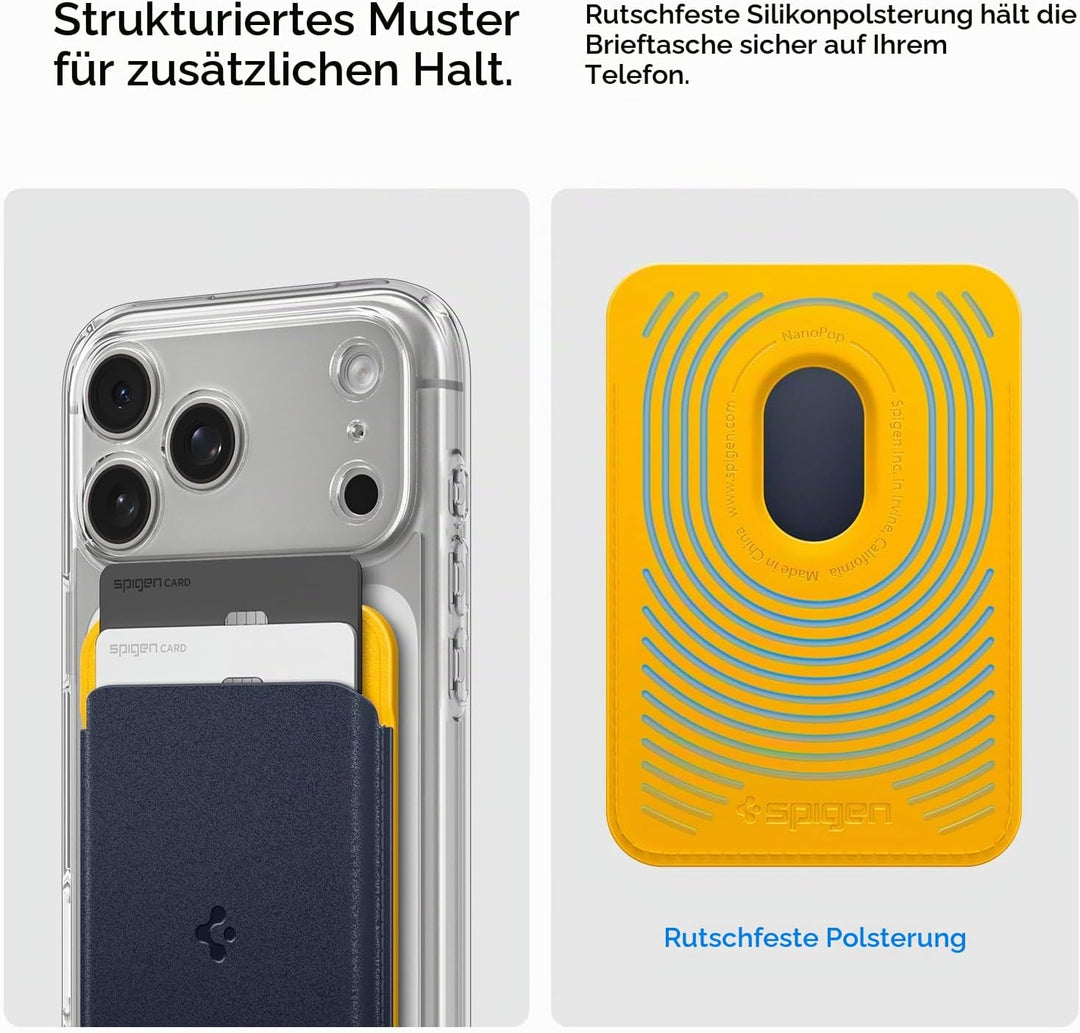 Caseology Nano Pop Magsafe Wallet [Kraftvolle Doppelstruktur] Rutschfester Silikon und magnetischer