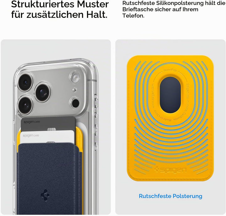 Caseology Nano Pop Magsafe Wallet [Kraftvolle Doppelstruktur] Rutschfester Silikon und magnetischer