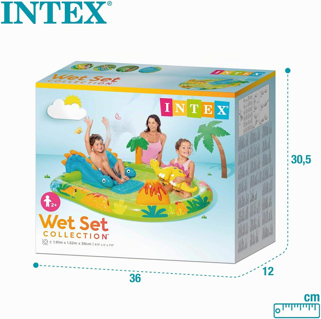Intex 57166NP Spielplatz klein Dino dinausore Aufblasbares Spielfeld, Mehrfarbig