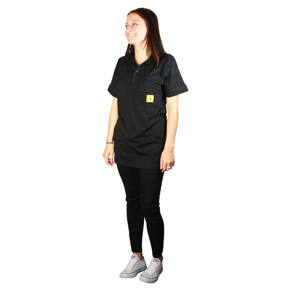 Wetec ESD-Polo-Shirt Light, mit schwarzem Kragen, Grösse 2XL, schwarz (Unisex)