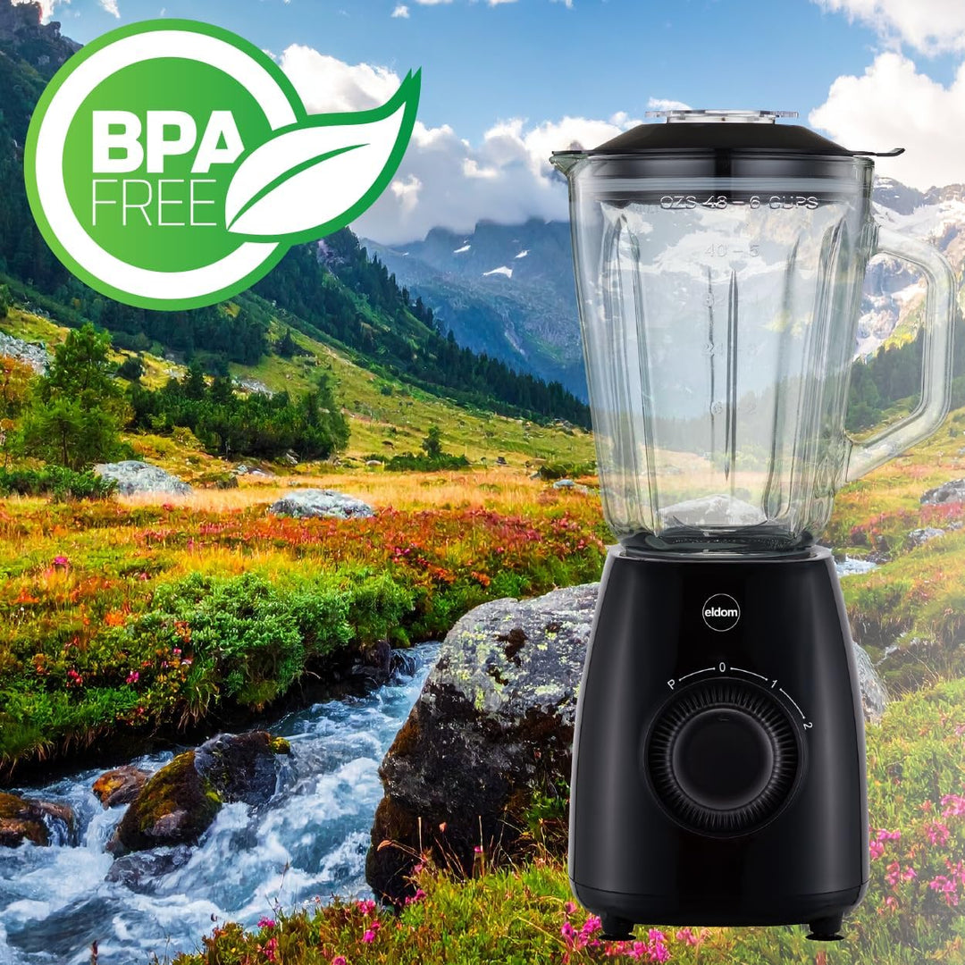 Standmixer 1000W, Glas Blender mit Ice Crush Funktion, Smoothie Mixer 1,8L, 2 Geschwindigkeiten + Pu