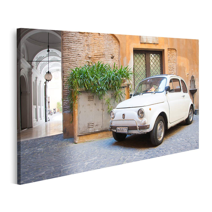 islandburner Bild auf Leinwand Fiat 500 Retro Jahrgang Bilder Wandbilder Poster Leinwand 80x40cm, Le
