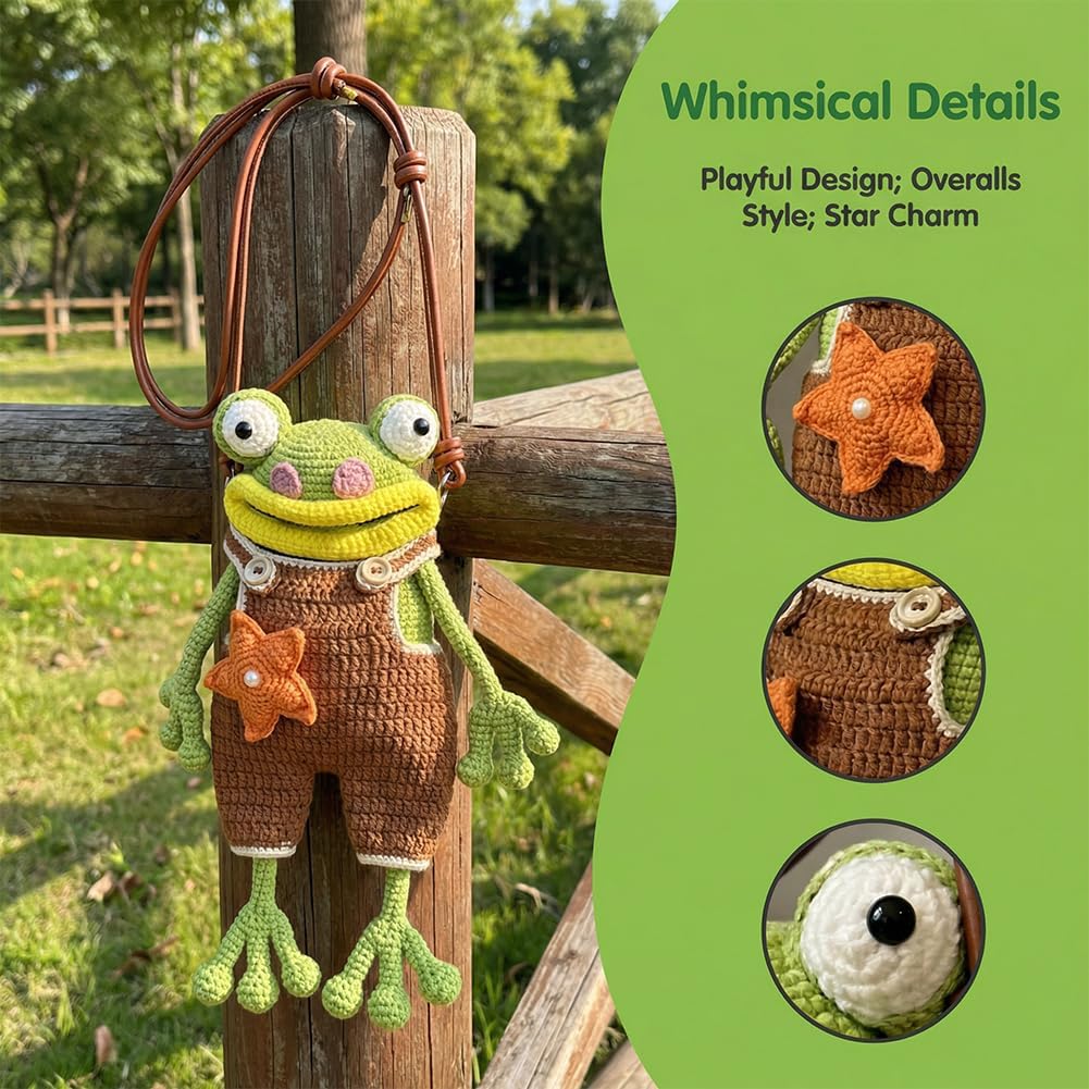 OPVXZAD DIY Häkeln Frosch Handytasche Set Handgemachter Frosch Umhängetasche mit Garn Füllwatte Zube