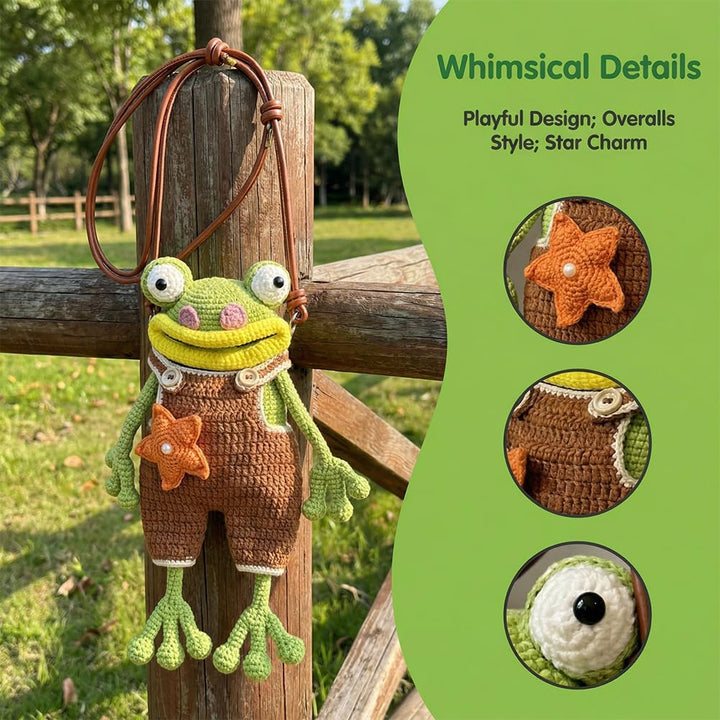OPVXZAD DIY Häkeln Frosch Handytasche Set Handgemachter Frosch Umhängetasche mit Garn Füllwatte Zube