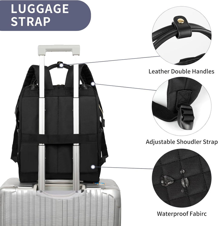 EMPSIGN Laptop Rucksack Damen mit Laptopfach 17 Zoll, Laptop Rucksack Schulrucksack Mit USB Ladeansc