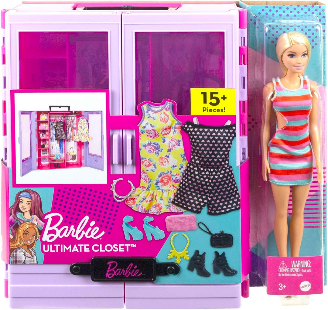 Barbie Ultimate Closet, Kleiderschrank mit über 15 Kleidern und Accessoires, Set zum Aufklappen, ink