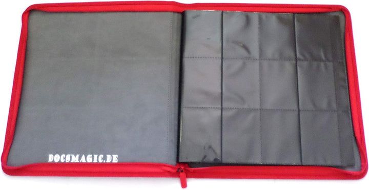 Docsmagic.de Premium Pro-Player 12-Pocket Playset Zip-Album Red - 480 Card Binder - MTG - PKM - YGO