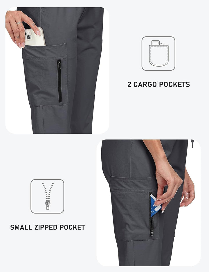 MoFiz Damen Cargohose Leichte Wanderhose Atmungsaktiv Trekkinghose Workout Casual Outdoorhose L Dunk
