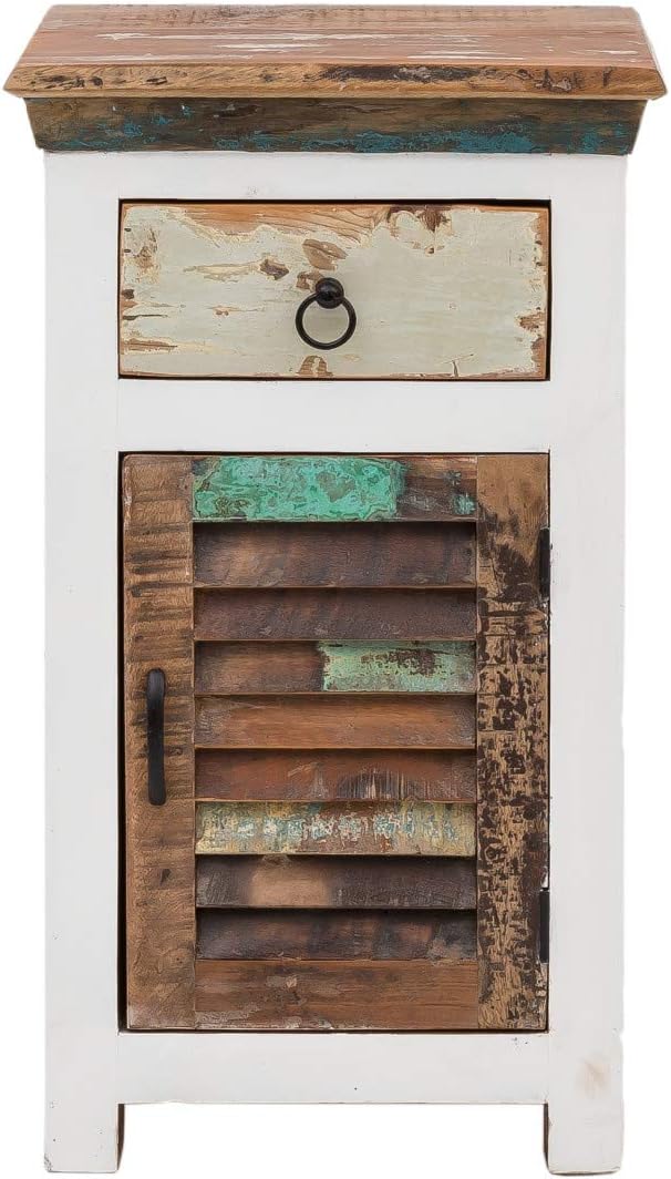 Woodkings® Bad Unterschrank Perth recyceltes Holz bunt rustikal Echtholz weiss massiv Badmöbel Badez