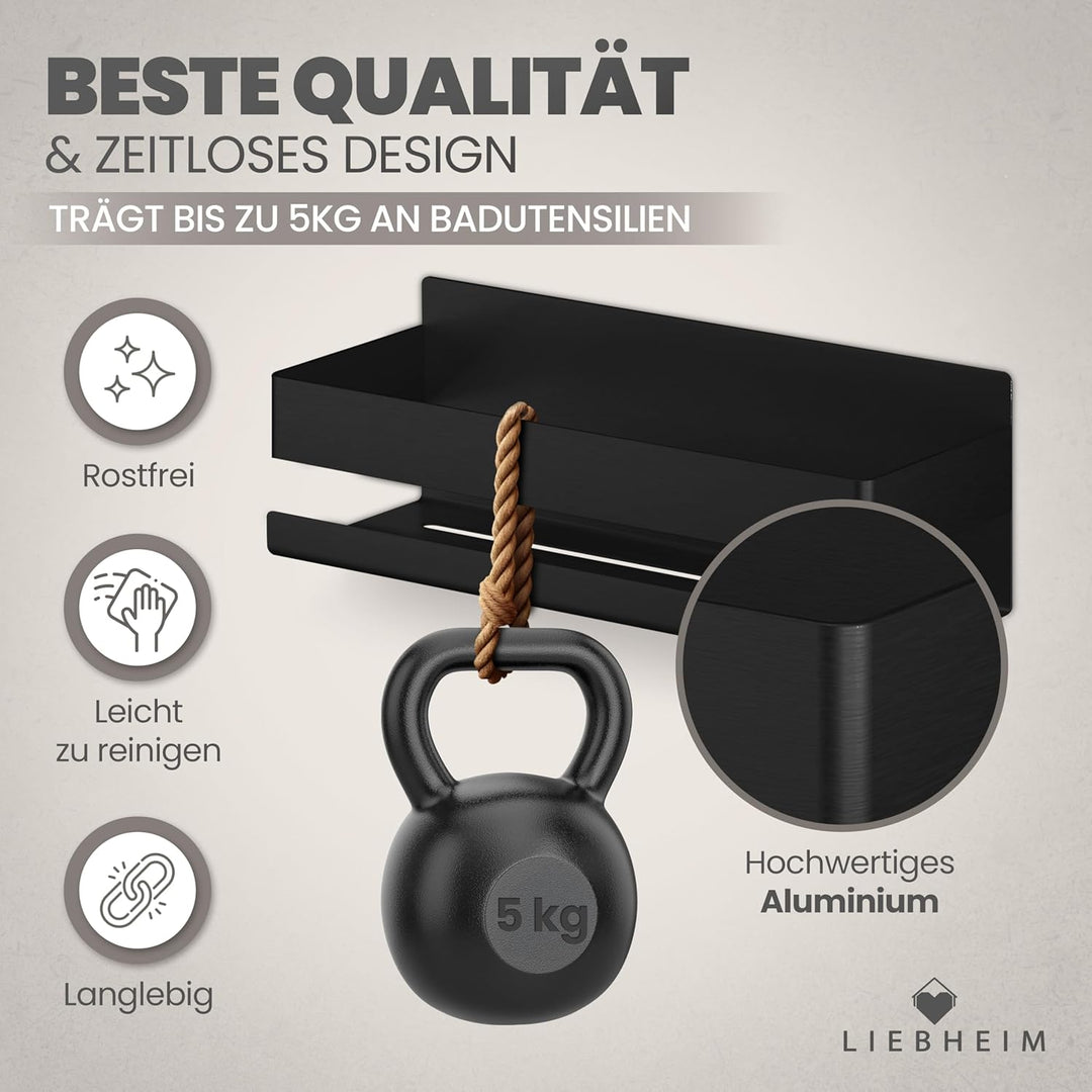 LIEBHEIM Duschablage Duschkorb Badregal ohne Bohren - Montage mit Industrie Klebeband oder Kraftkleb