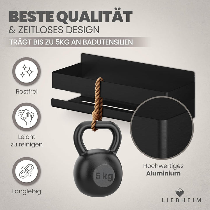 LIEBHEIM Duschablage Duschkorb Badregal ohne Bohren - Montage mit Industrie Klebeband oder Kraftkleb