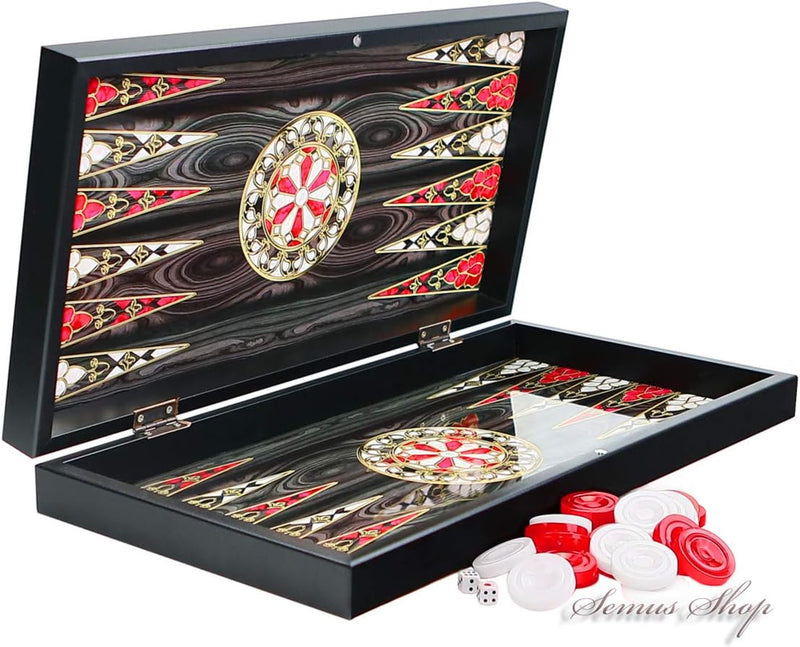 Semus Antep Backgammon Türkische Tavla XXL Intarsien Look Perlmutt Design