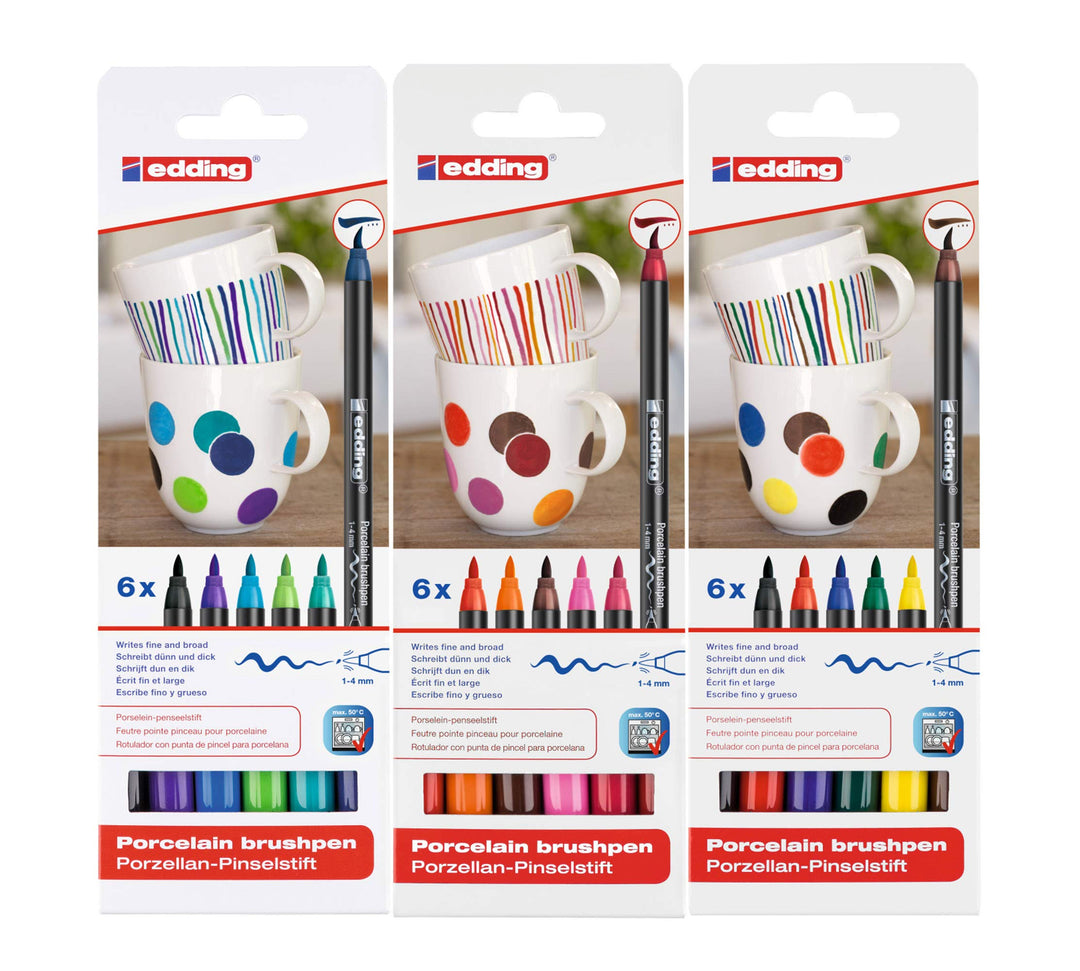 edding 4200 Porzellan Pinselstift (auch für Glas und Keramik) (1 Komplett-Set)