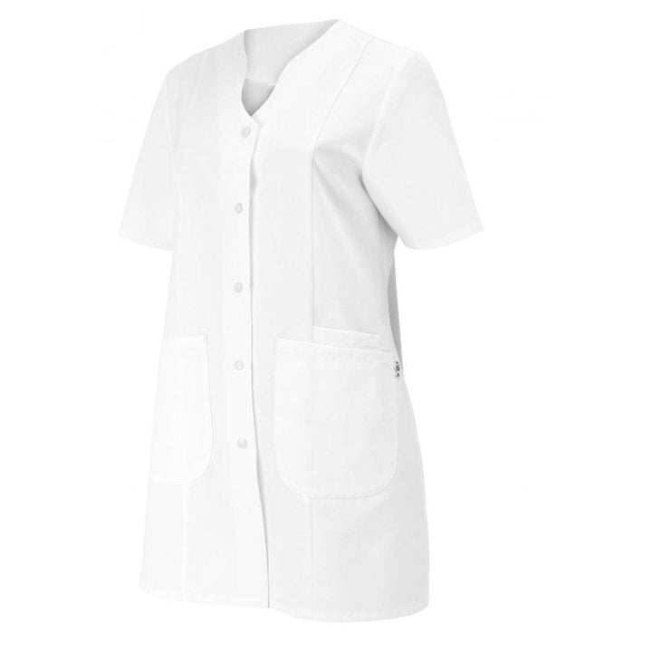 BP 1640-485-21-46n Damen-Kasack, 1/2 Hülse, V-Ausschnitt mit Druckknopfband, 215,00 g/m² Stoffmischu