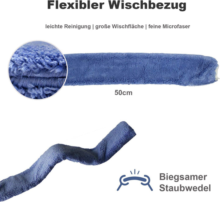 Putzen wie die Profis – Flex Dusty Staubwedel mit Teleskopstiel (70–175cm) - Flexibler Microfaser-St