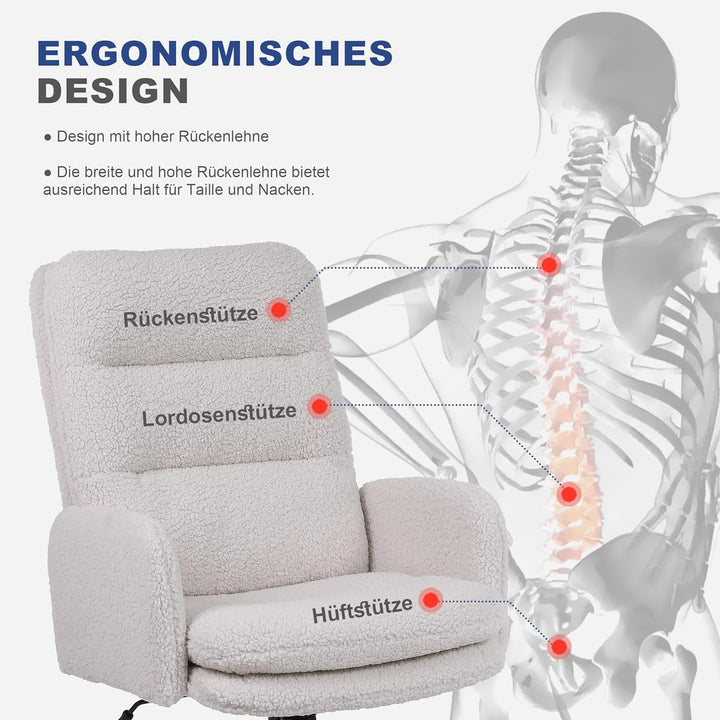 Youhauchair Schreibtischstuhl aus Kaschmir, Bürostuhl Ergonomisch mit hoher Rückenlehne, Bequemer Sc
