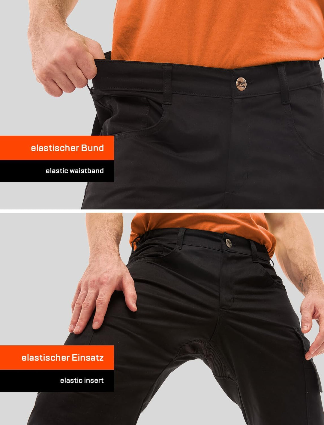 strongAnt Shorts Stretch Berlin Pro Herren Sommer Arbeitshose kurz Cargo Outdoor Grau-Shwarz-Weiss,