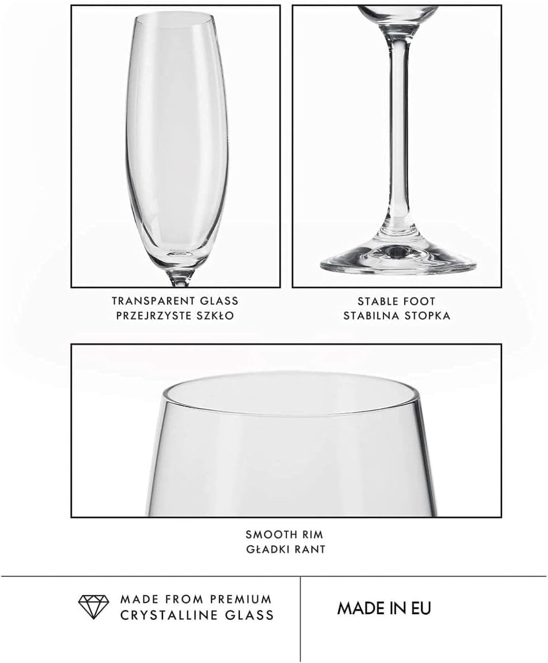 KROSNO Sektgläser Champagner-Gläser Sektflöten | Set von 6 | 200 ML | Venezia Kollektion | Perfekt f