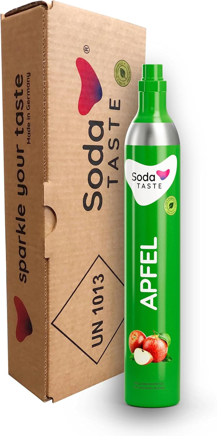 SodaTASTE CO2-Tauschzylinder (Refill) für Wassersprudler, mit natürlichem Apfel-Aroma, ohne Sirup, f