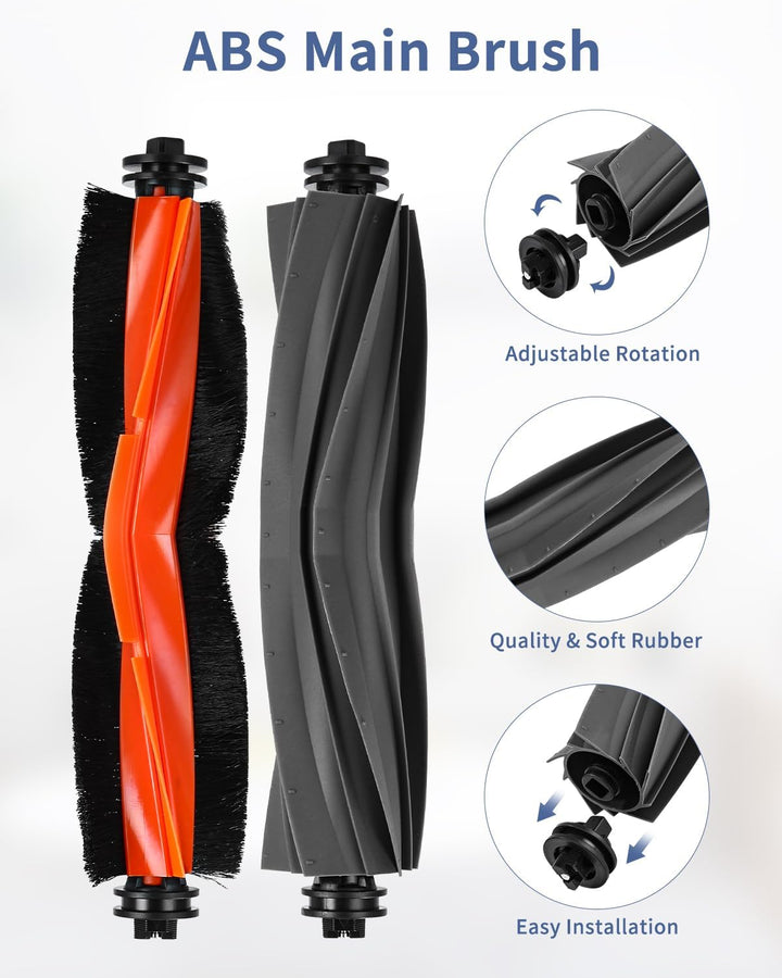 Zubehörset für Dreame L10s Ultra/L10 Ultra/L10 Prime Saugroboter, 2 Hauptbürste, 4 Filter, 4 Wischpa