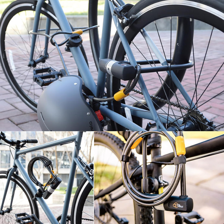Via Velo Fahrrad Bügelschloss mit Kabel Fahrradschloss 14 mm Bügel und 10 mm x 1,8 m Kabel mit Halte