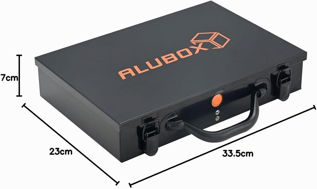 ALUBOX Sortimentsbox Kleinteilekoffer Stahlblech pulverbeschichtet mit 12 Einsatzkästen - 33,5 x 23