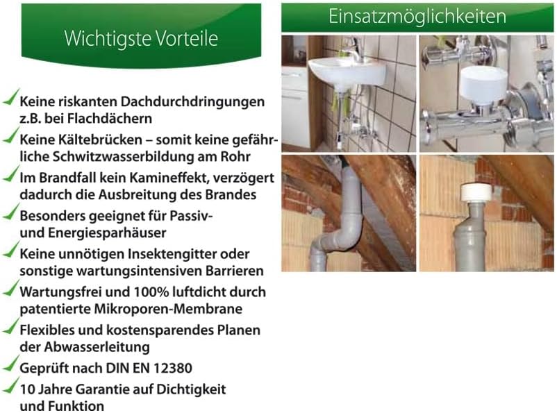 Durgo Abwasser Belüftungsventil DN32 DN30 Durgolüfter Entlüftungsventil Rohrbelüfter Siphonbelüfter