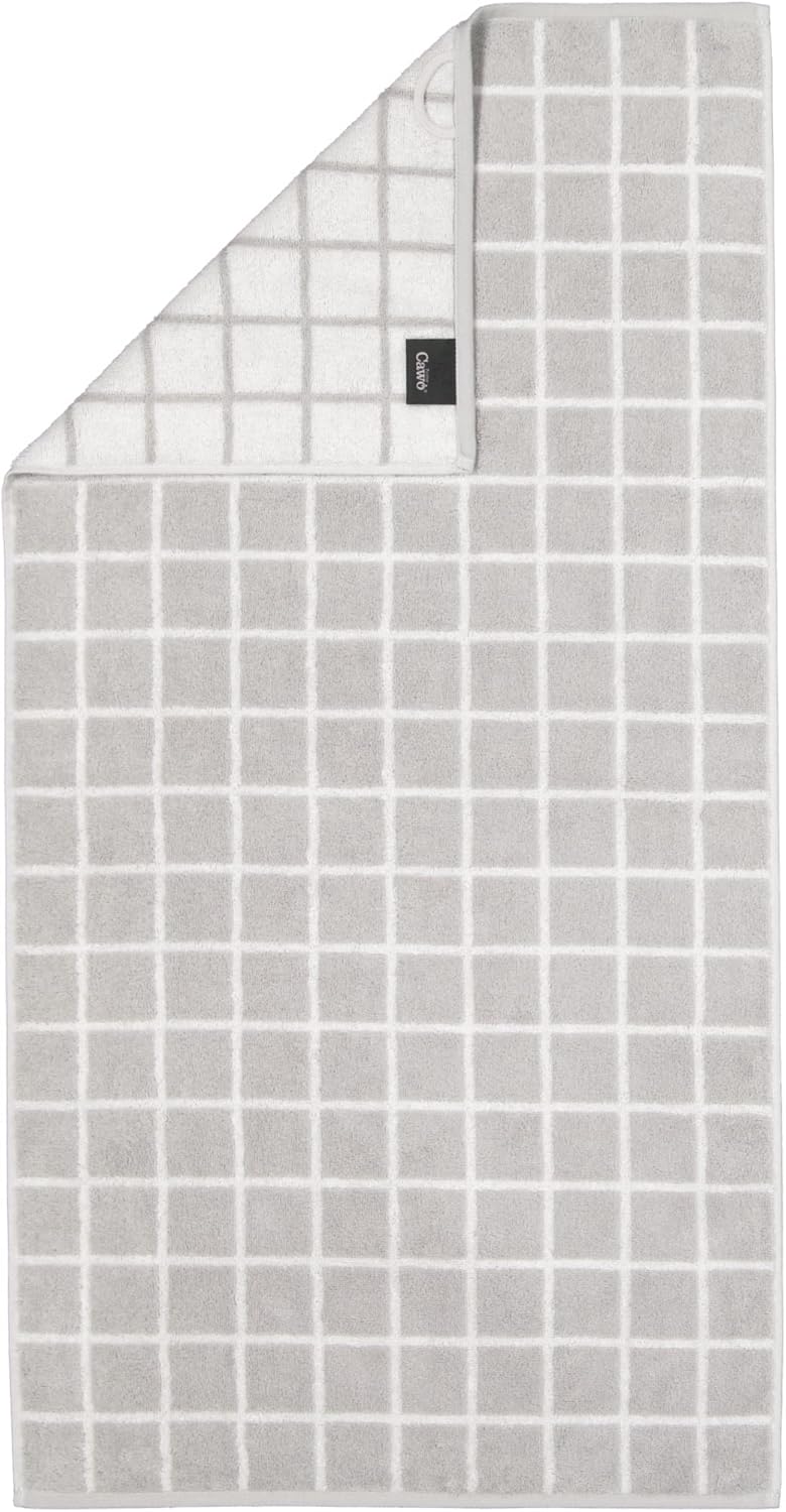 Cawö Home Handtücher Zoom Karo 123 Platin - 76 Waschhandschuh 16x22 cm, Waschhandschuh 16x22 cm