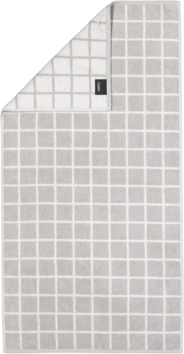 Cawö Home Handtücher Zoom Karo 123 Platin - 76 Waschhandschuh 16x22 cm, Waschhandschuh 16x22 cm
