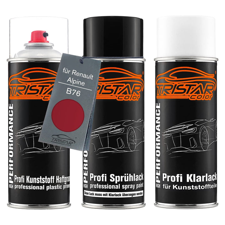 TRISTARcolor Autolack Spray Kunststoff für Renault B76 Rojo Fuego Metallic | für Renault / Alpine, R