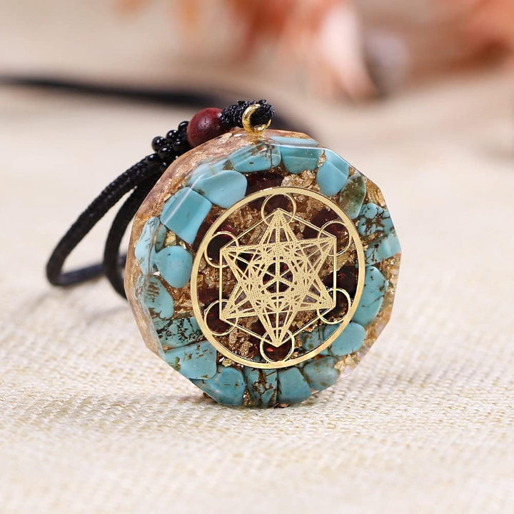 DYFUHO Orgone Metatron Cube Merkaba Anhänger Halskette, Om Crystals Stones Orgonit Anhänger, Orgonit