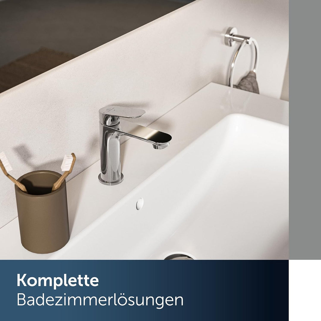 Ideal Standard Alero Waschtischarmatur, Auslaufhöhe 100 mm – Chrom | Wassersparender Wasserhahn Bade