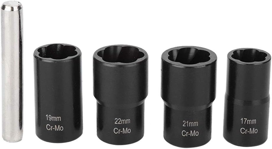 Gorgeri Carbon Steel 5Pcs Twist Socket Set Radmutter Bolt Extractor Entferner 17mm 19mm 21mm 22mm Bu