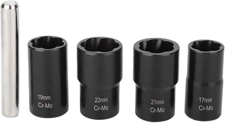 Gorgeri Carbon Steel 5Pcs Twist Socket Set Radmutter Bolt Extractor Entferner 17mm 19mm 21mm 22mm Bu