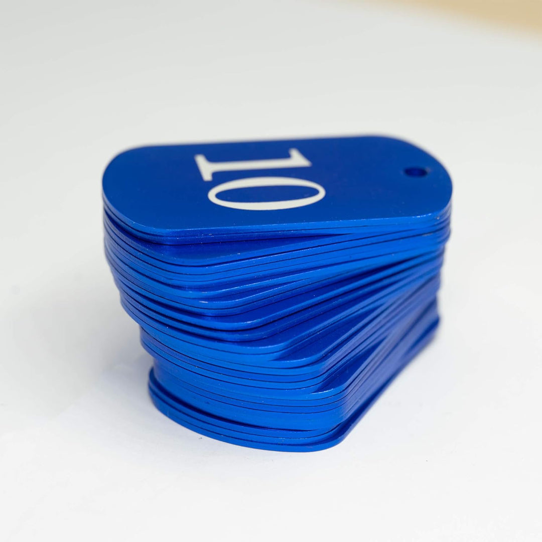 Aluminum Engraved Number Tags Key Tags ID Tags with Key Rings 1-25 blau, 1-25 blau