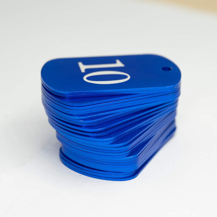 Aluminum Engraved Number Tags Key Tags ID Tags with Key Rings 1-25 blau, 1-25 blau