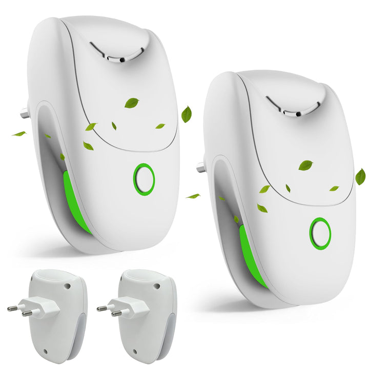 Mini Luftreiniger Steckdose 2 Stück, FainFun Ionisator Luftreiniger mit 2 Modi, Leiser Ionen Luftrei
