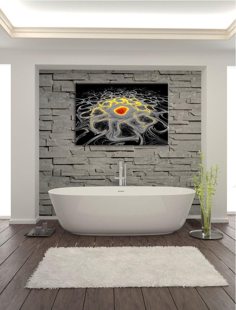 Dark leuchtendes Lava Muster schwarz/weiss Format: 100x70auf Leinwand, XXL riesige Bilder fertig ger