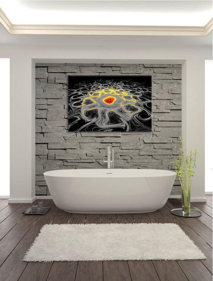 Dark leuchtendes Lava Muster schwarz/weiss Format: 100x70auf Leinwand, XXL riesige Bilder fertig ger