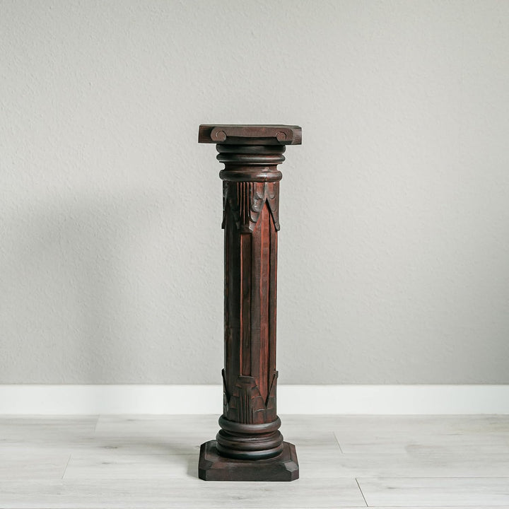 livasia edle Blumensäule Holz im Antik-Look – 80cm – Dekosäule aus Albiziaholz, Handgefertigt, Nachh