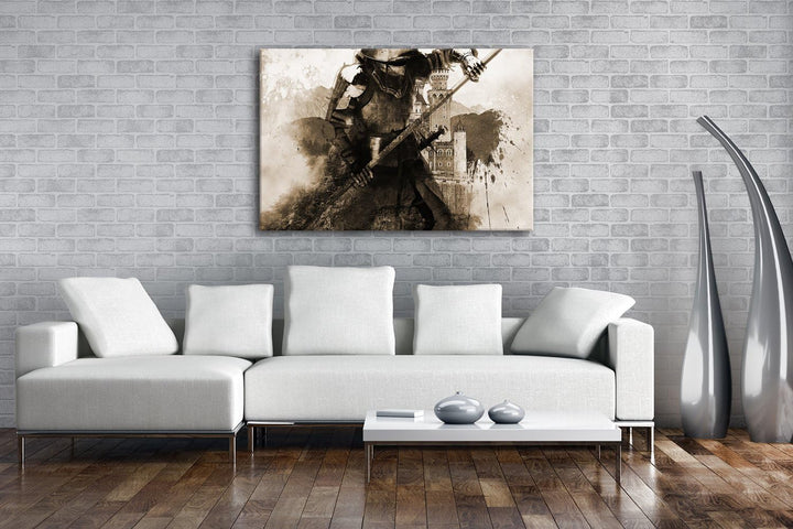 deyoli Mittelalter - Illustration Format: 120x80 Effekt: Sepia als Leinwandbild, Motiv fertig gerahm