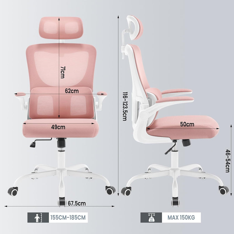 WOLTU Bürostuhl ergonomisch, Schreibtischstuhl Netzstoff, Drehstuhl höhenverstellbar, Schaukelfunkti