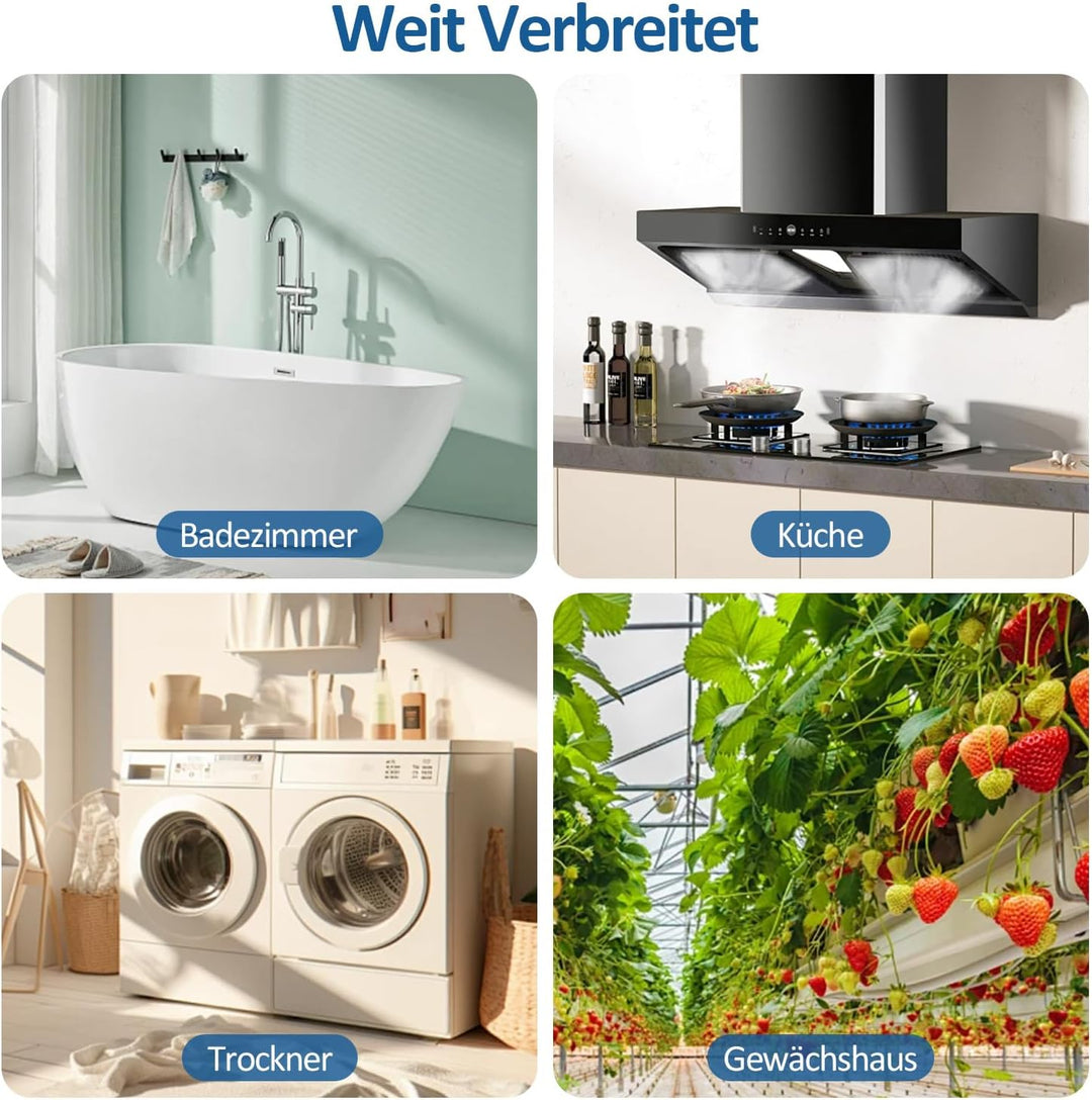Abluftschlauch 100mm Alu Flexrohr Länge 5M Schwarz PVC Alurohr Lüftungsschlauch Schlauch mit 2 Stahl