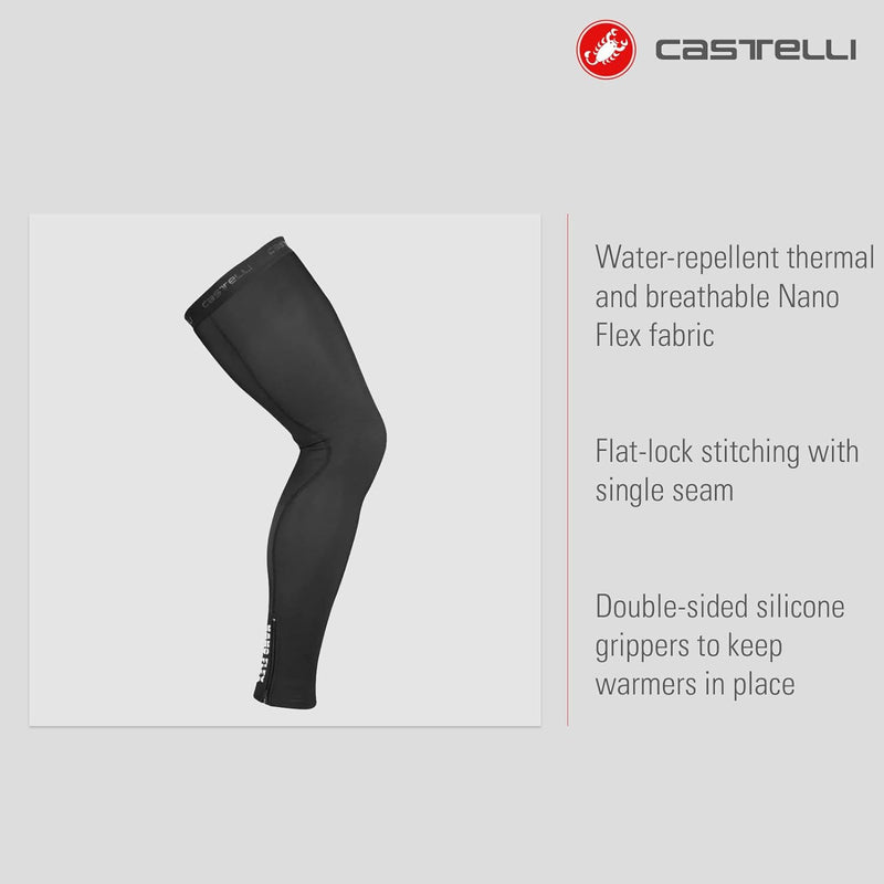 CASTELLI Unisex Nano Flex 3g Legwarmer Leg warmers (1er Pack) L Schwarz, L Schwarz