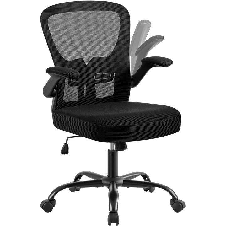 Yaheetech Bürostuhl mit hochklappbaren Armlehnen, Schreibtischstuhl mit erstellbaren Lendenwirbelstü