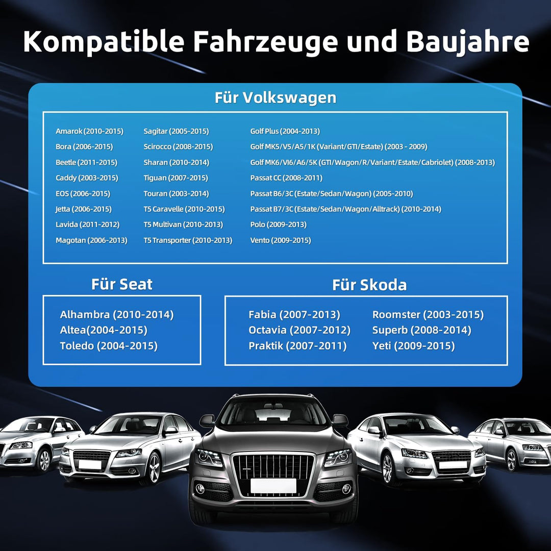 ESSGOO Android 14 Autoradio für VW Golf 5/6, T5, Passat, Polo, Touran, Tiguan, Caddy, Seat – 9" Touc