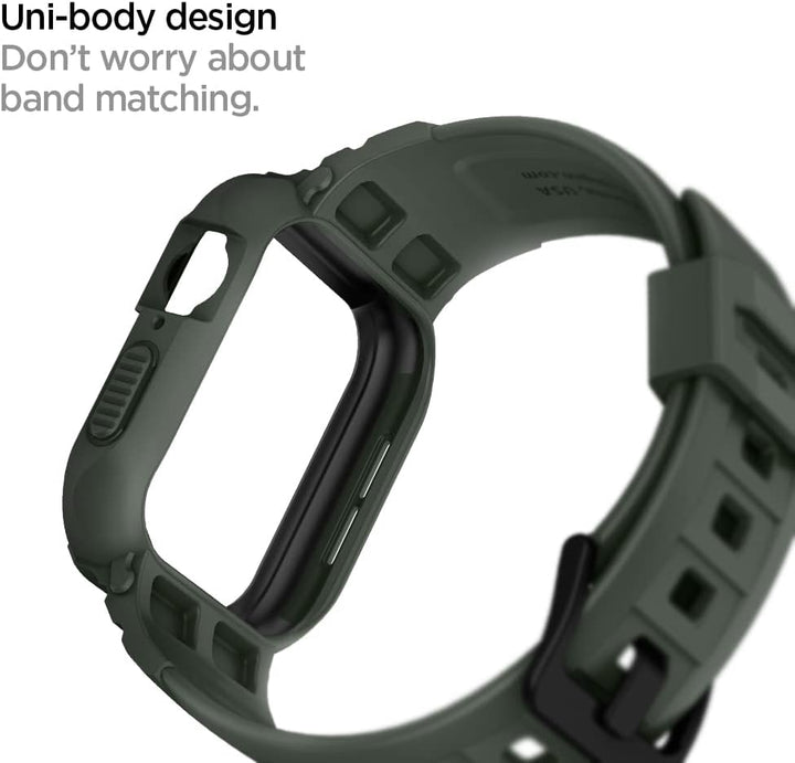 Spigen Rugged Armor Pro Hülle mit Band für Apple Watch 45/44mm | TPU-Unibody-Hülle mit Armband, Carb