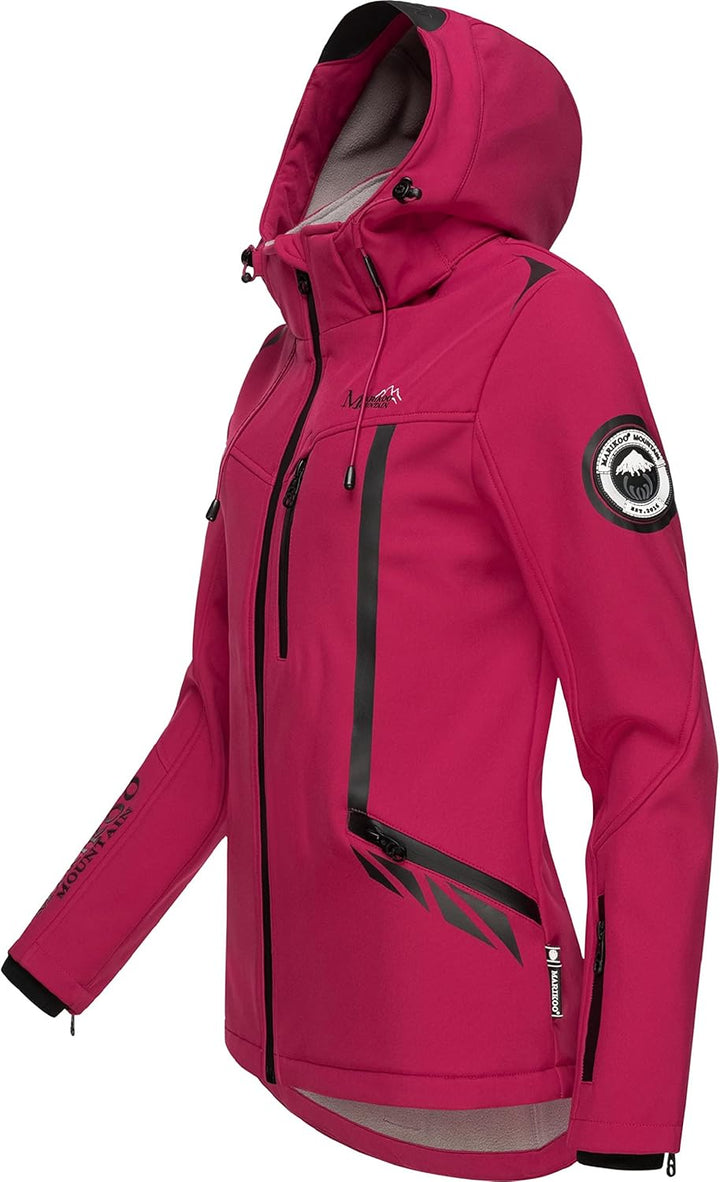 MARIKOO Damen Softshelljacke wasserdichte Funktionsjacke mit Abnehmbarer Kapuze Mount-Cho-Oyu XS Fuc