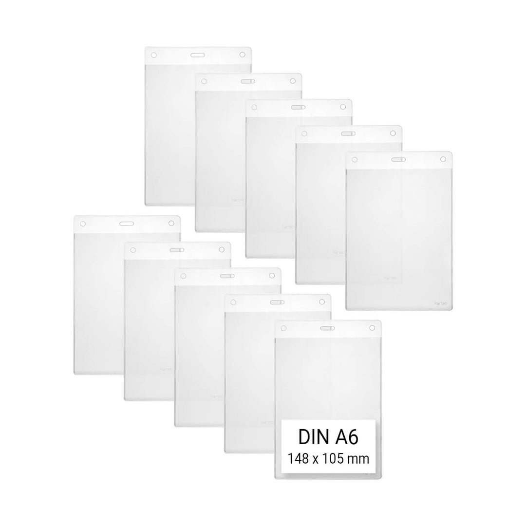 Karteo Kartenhüllen A6 Format [100 Stück] Vinyl Ausweishüllen 148 x 105 mm vertikal transparent als