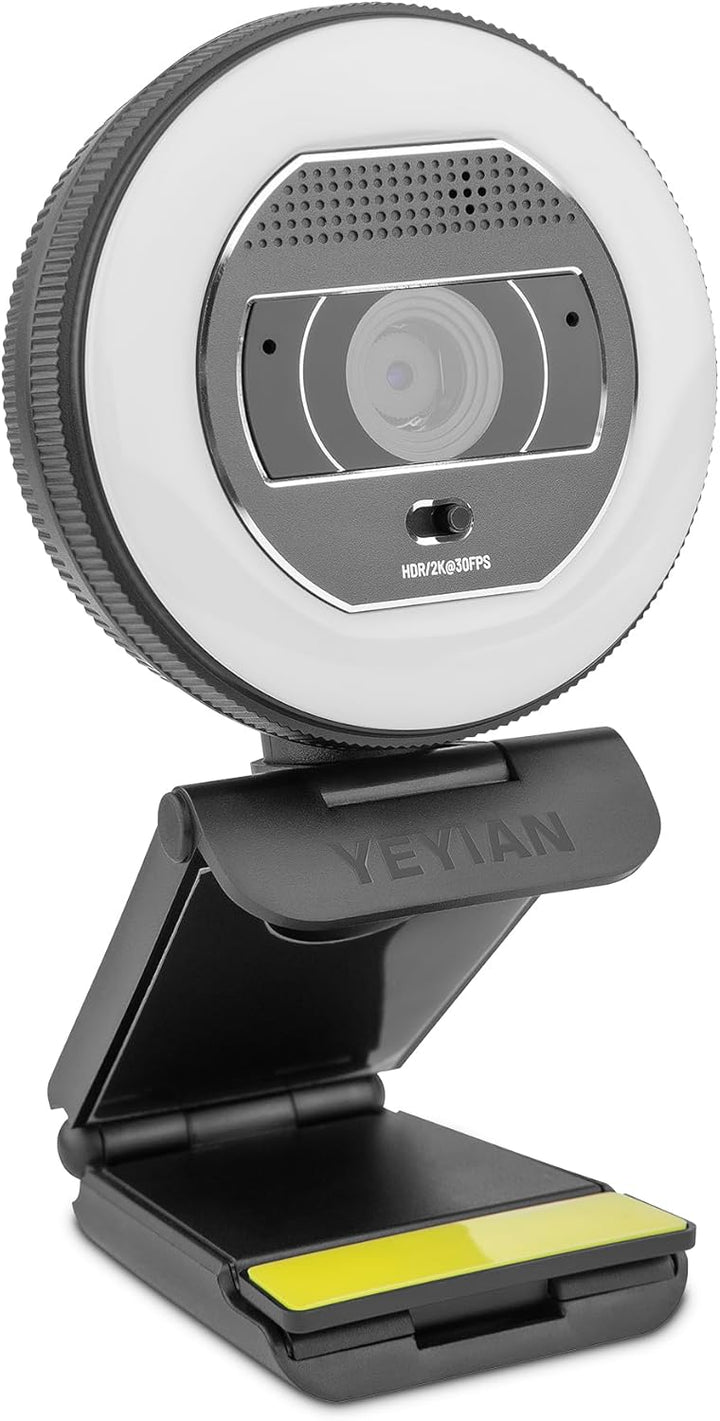 Yeyian Webcam-Streaming Autofokus Dual-Mikrofon-Rauschunterdrückung | 2K 2560x1440 30FPS | LED-Ringl
